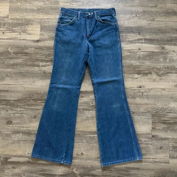Vintage 70s Wrangler Flared Bellbottom Denim Jeans Size 30X30 - Picture 4 of 8